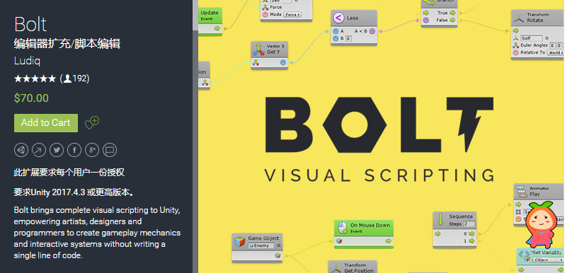 Bolt brings complete visual scripting to Unity, empowering artists, designers and programmers to cre ...