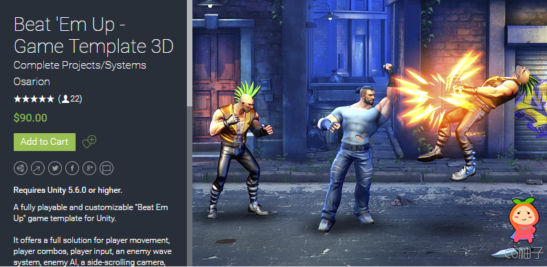 A fully playable and customizable "Beat Em Up" game template for Unity.   It offers a full solution  ...