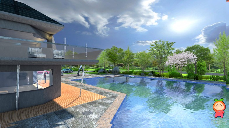 The Geometrix Villa 别墅模型 一幢别墅建筑模型免费