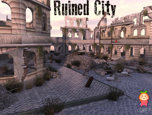 毁灭的城市完整场景 12座被毁的建筑物