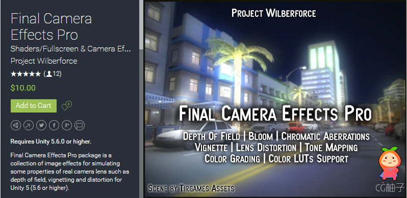 Requires Unity 5.6.0 or higher. Final Camera Effects Pro package is a collection of image effects fo ...