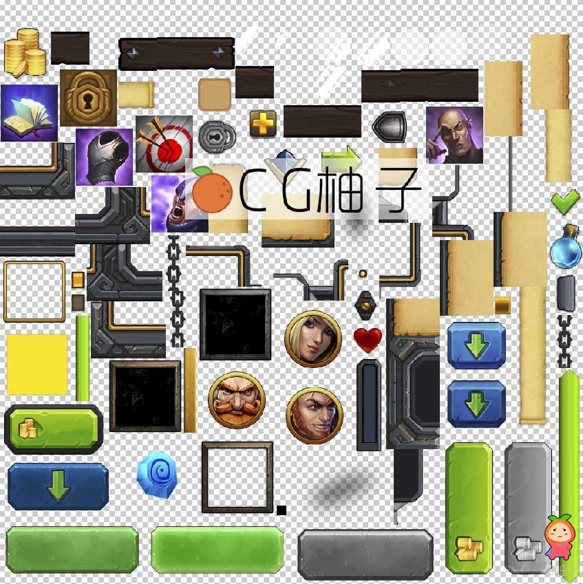 地牢爬行2(Dungelot 2)欧美Q版手绘游戏界面图标手游UI素材