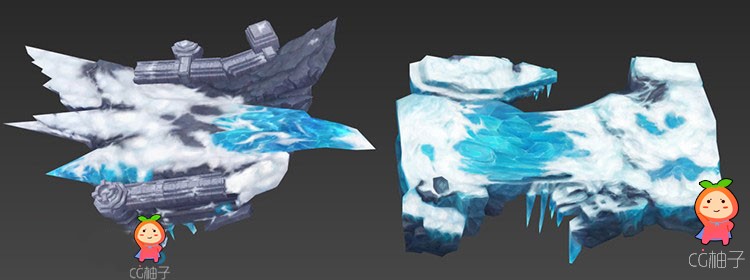 写实冰雪场景 冰石头 冰晶 岩石 水晶 冰晶 冰山场景物件