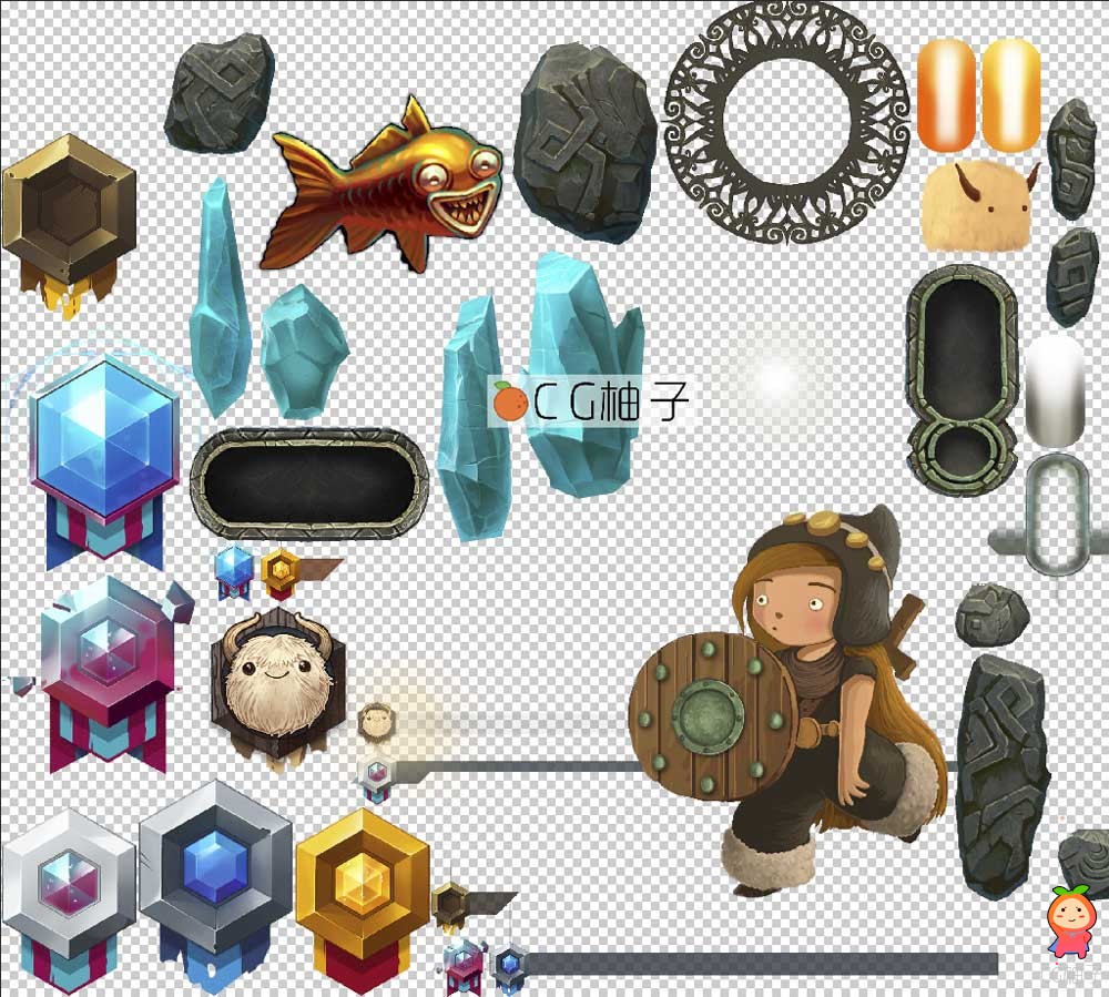 欧式卡牌炉石类边框图标UI素材 欧式华丽手游游戏素材