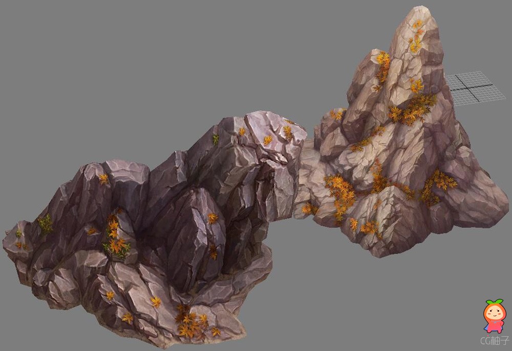 游戏写实手绘石头模型 山石石块岩石低模