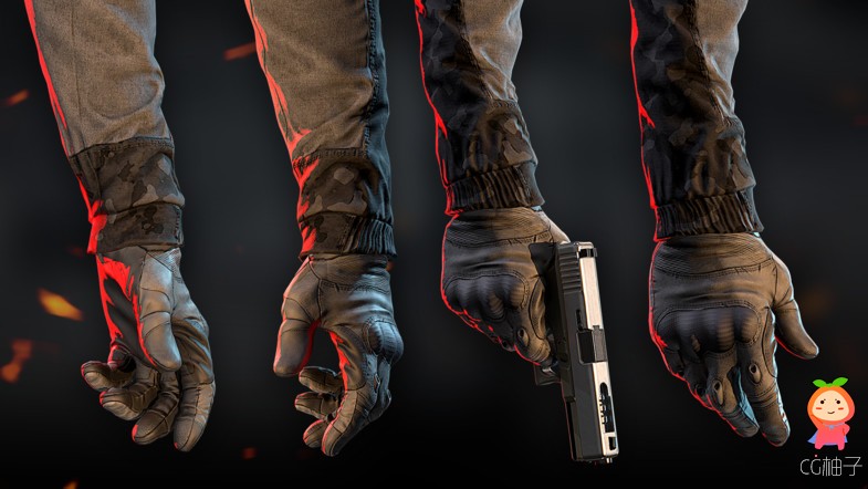 FPS游戏军事手套手臂模型
