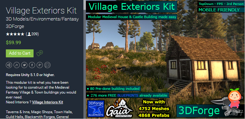 Village Exteriors Kit 1.3 村落3D模型自然环境资源