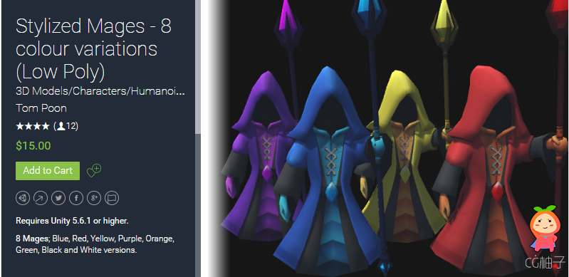 Stylized Mages - 8 colour variations (Low Poly) 1.4