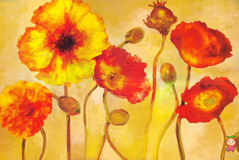 花卉抽象油画