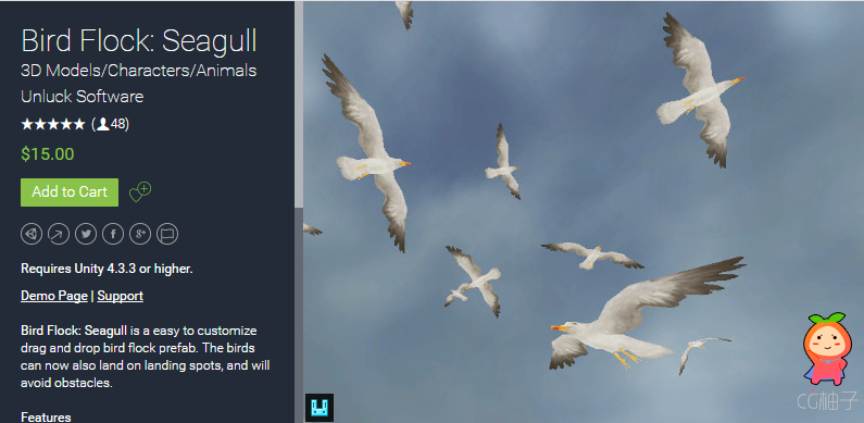 Bird Flock：Seagull 2.4.2 海鸥模型 鸟群模型