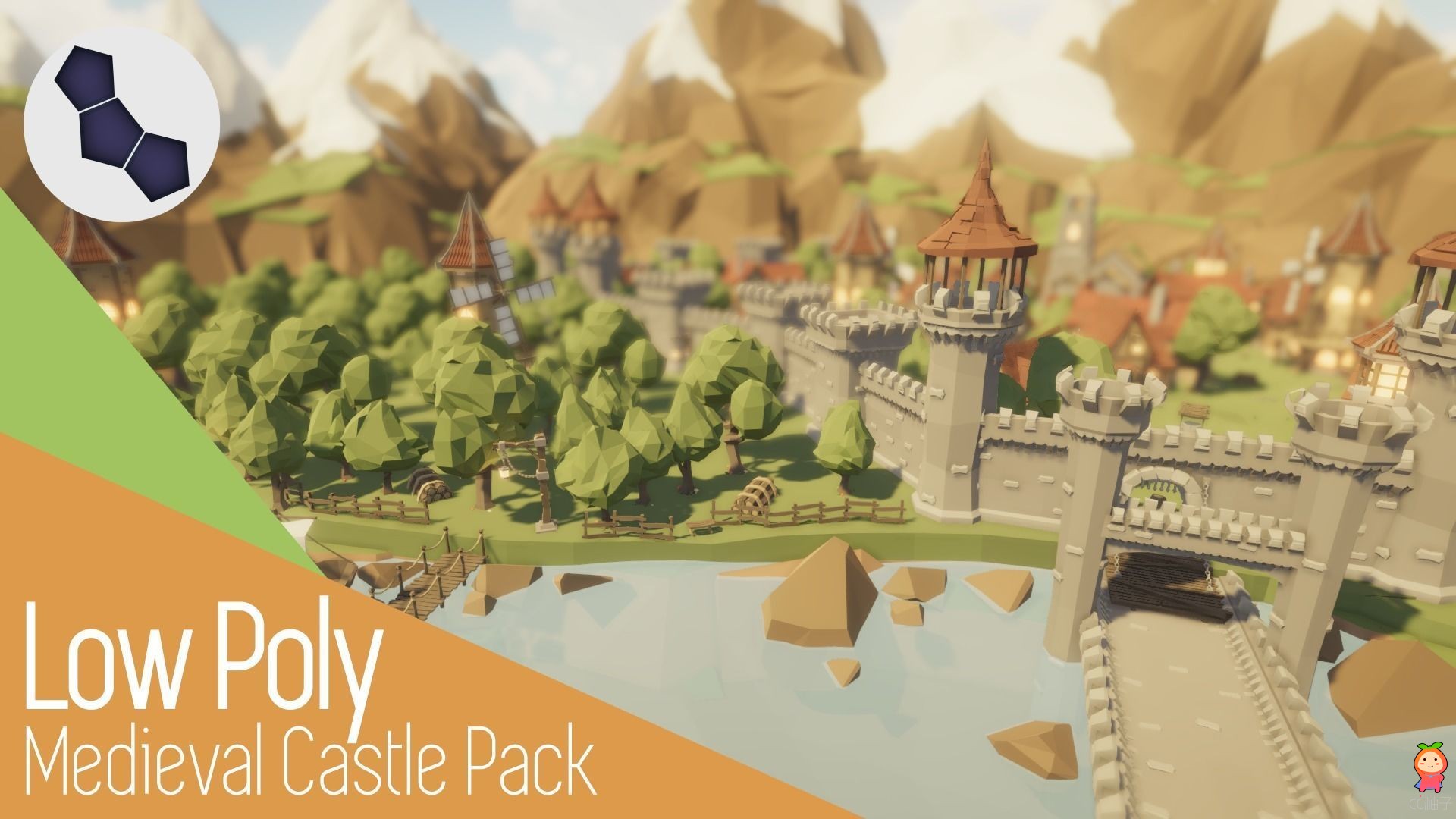 Low Poly Medieval Castle Pack VR  AR  low-poly 3d model