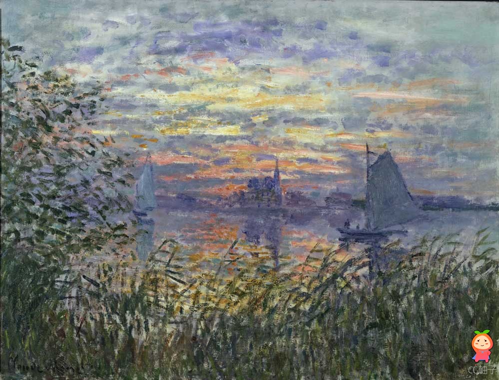 Claude-Monet,-French,-1840-1926----Marine-View-with-a-Sunset.jpg