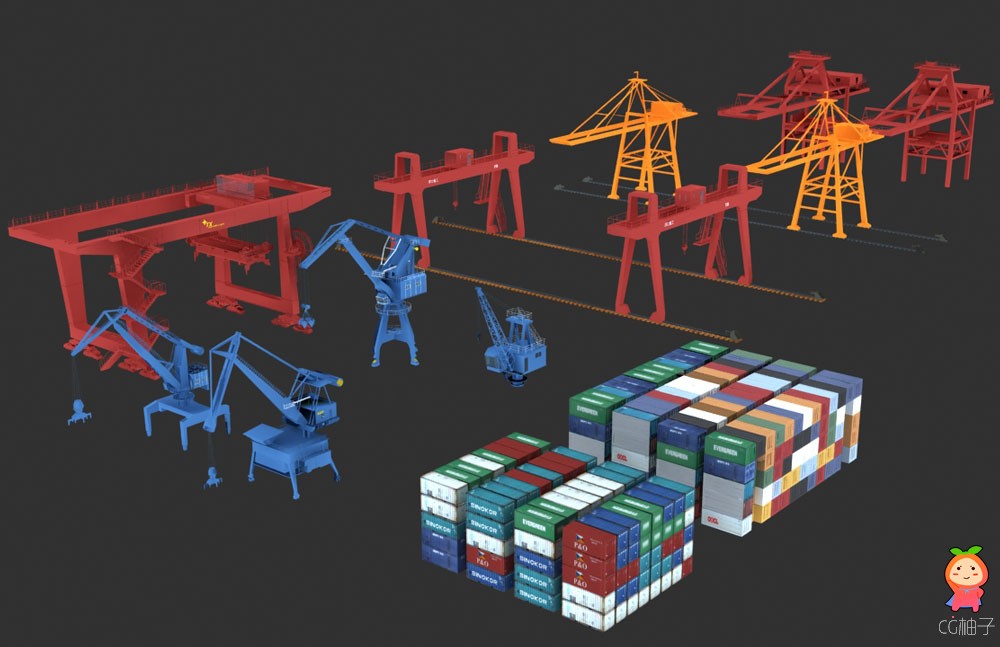 港口贸易运输码头模型 港口运输模型  