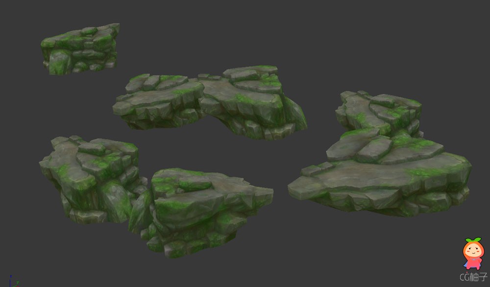 精品手绘石头山石模型3Dmax场景模型贴图资源