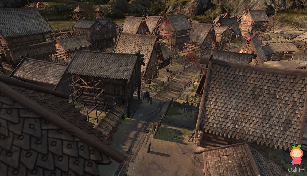 大型完整村落模型