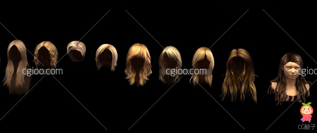 女性人物头发模型免费 多种发型模型