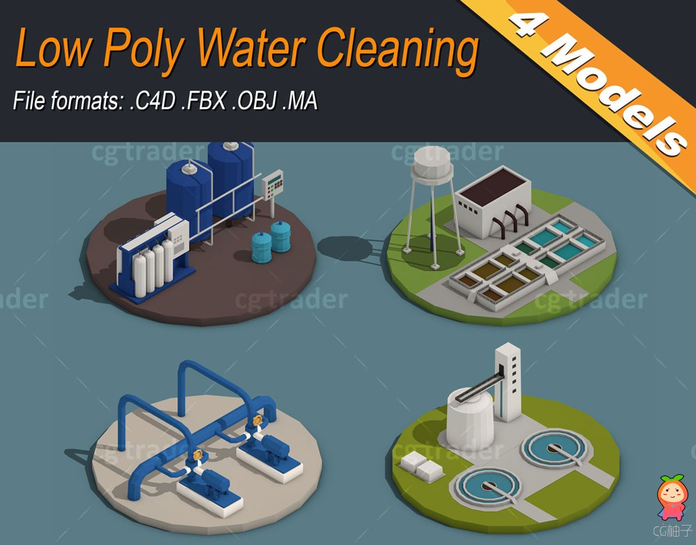 Low Poly Water Cleaning Isometric VR  AR  low-poly 3d model