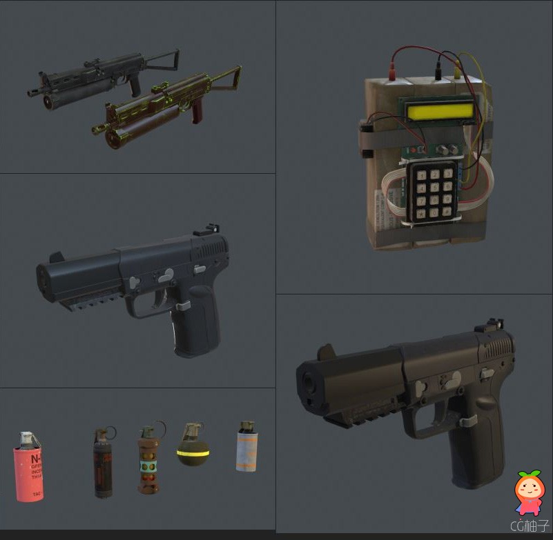 CSGO游戏角色和武器模型 枪战游戏角色武器低模fbx