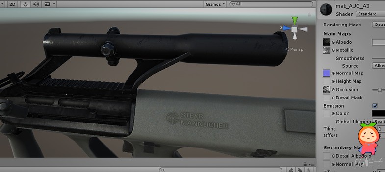 AUG A3 1.1 FPS射击游戏武器道具PBR纹理三角形模型