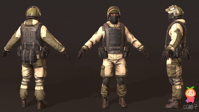 Russian Soldier Camo Pack v1.0 游戏角色战士兵装备蒙皮骨骼模型