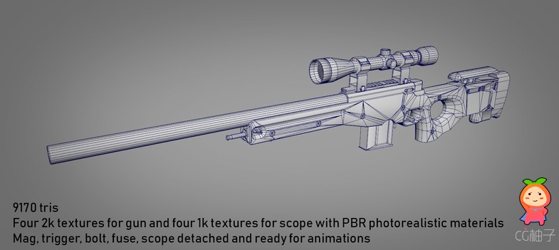  现代FPS射击游戏武器道具PBR纹理三角模型
