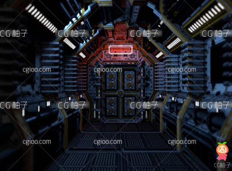 VR科幻走廊场景 写实科幻通道隧道空间站未来场景模型