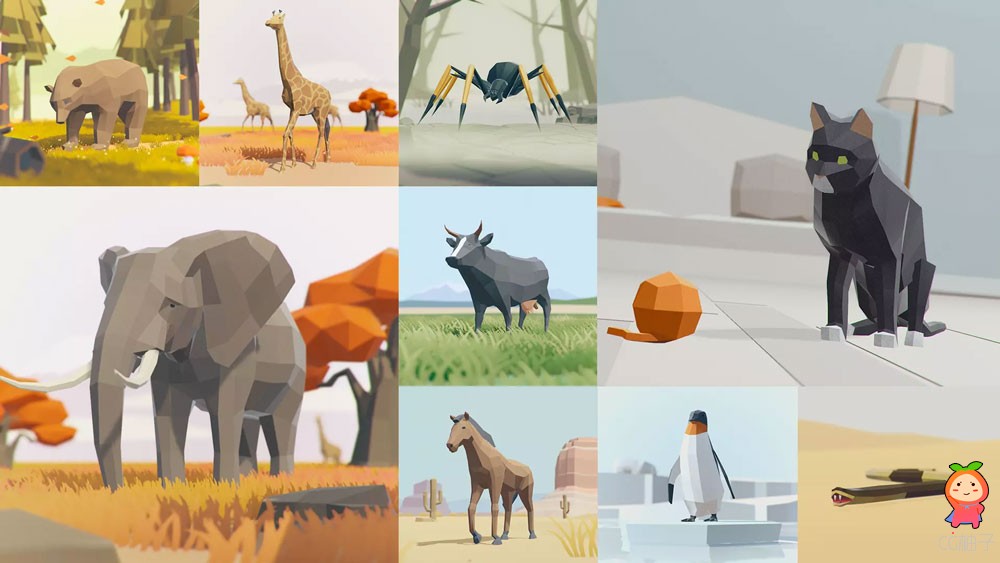 Low Poly Animated Animals 2.3 高质量卡通动物模型带动作动画