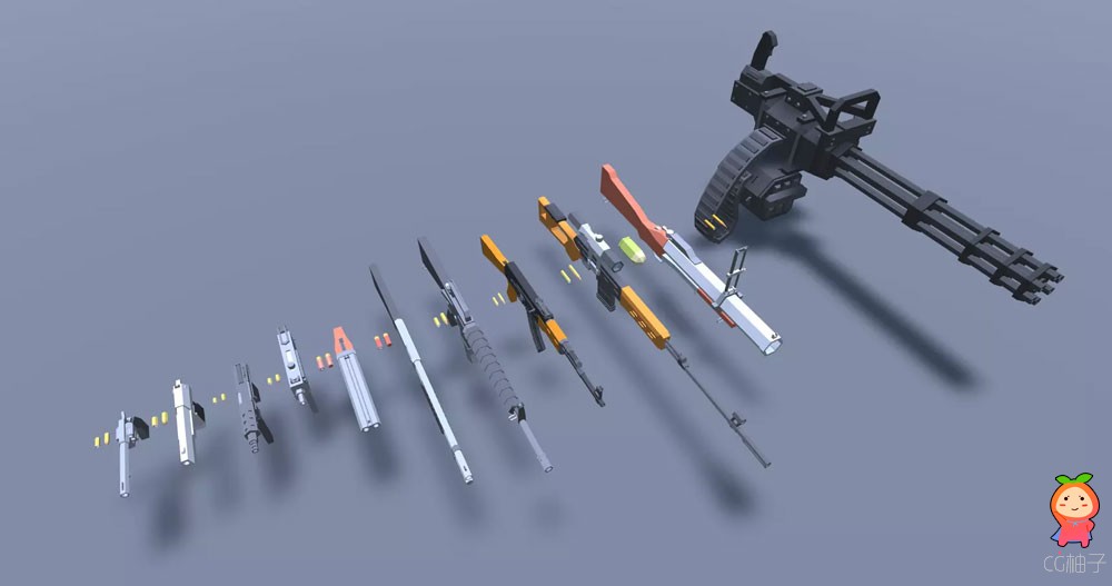 Low Poly Guns 2.0 lowpoly弹药枪支武器机械低模