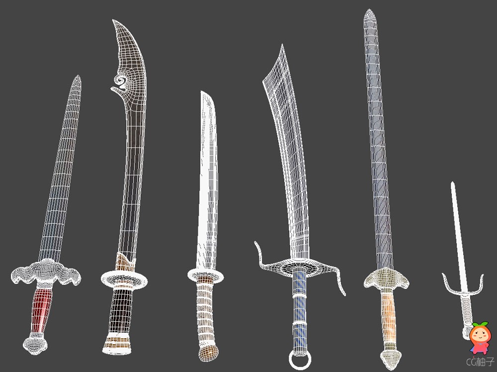 冷兵器 匕首 长剑 古代兵器模型