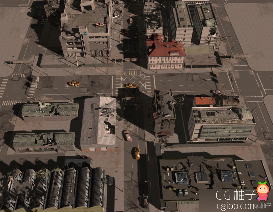 灾难战争城市建筑模型