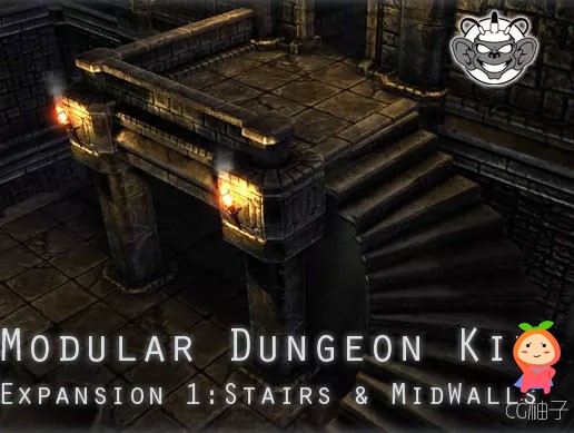 Modular Dungeon Kit Expansion 1 Stairs and MidWalls 1.0