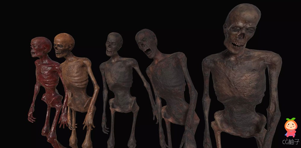 Skeleton Zombies 3D model 骷髅僵尸模型