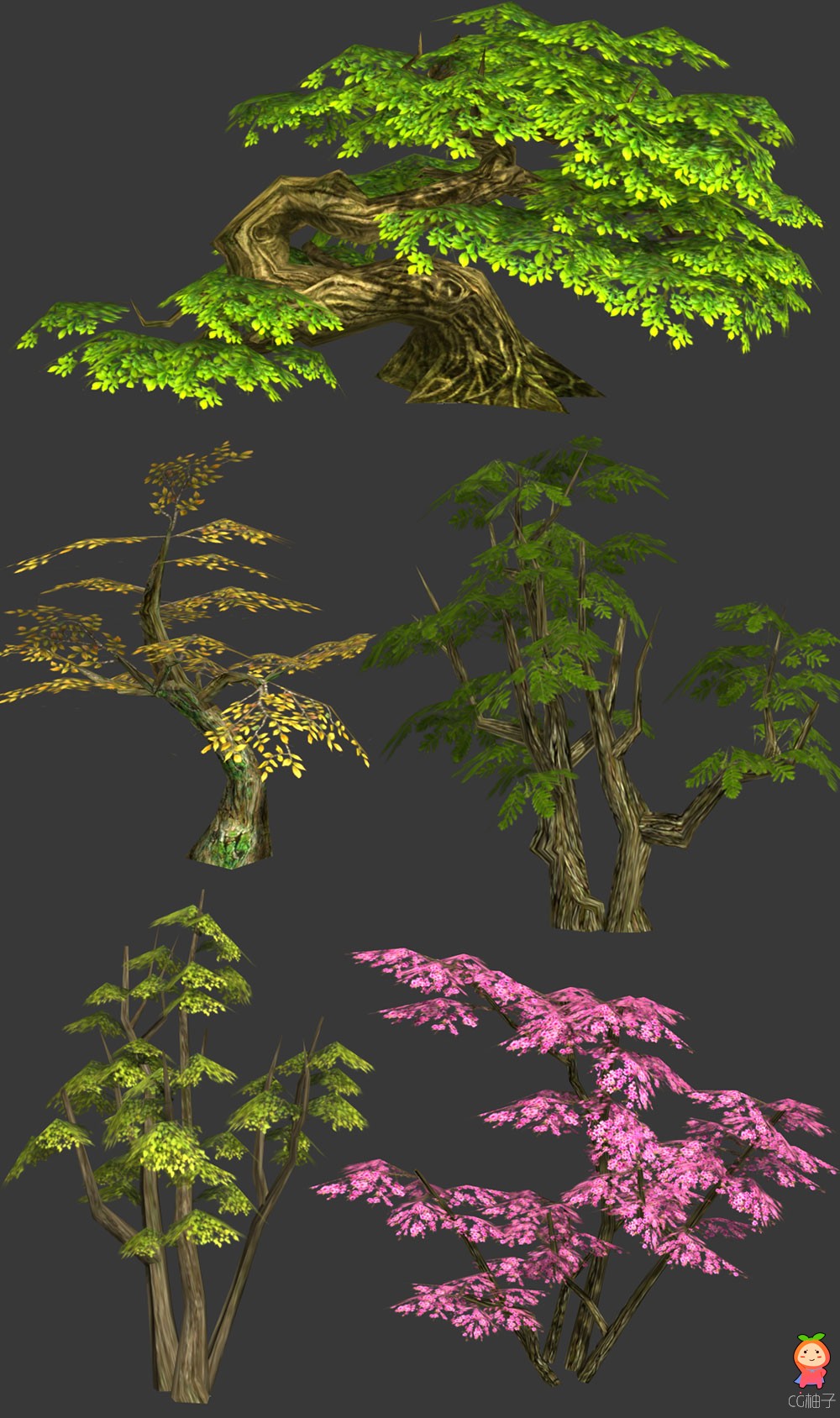 一批树模型 3d树木松树枯树枯木古树油松等模型