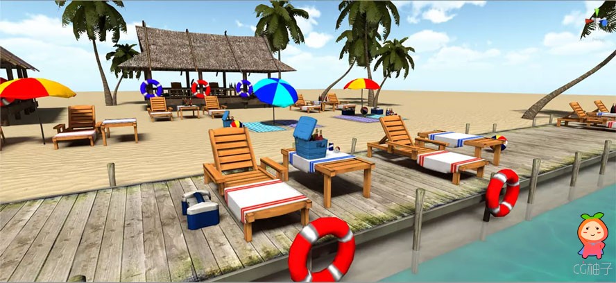 Beach Assets 1.0 低多边形海滩沙滩场景模型