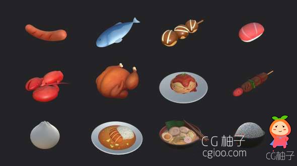中国风卡通食物模型