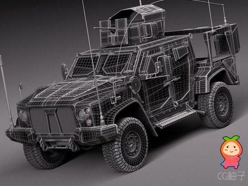 军事战场装甲卡车救援车3D模型  装甲车模型