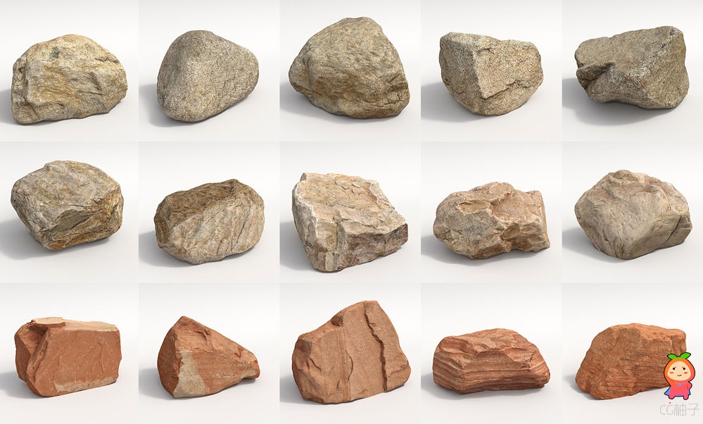 15个逼真的石块模型