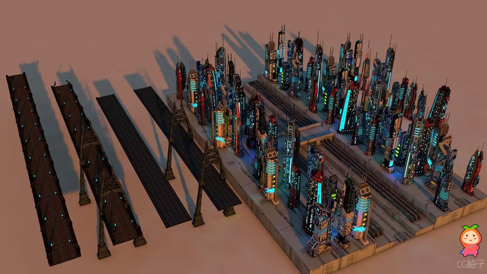 SCI FI FUTURISTIC CITY Package 1.0科幻未来城市建筑模型