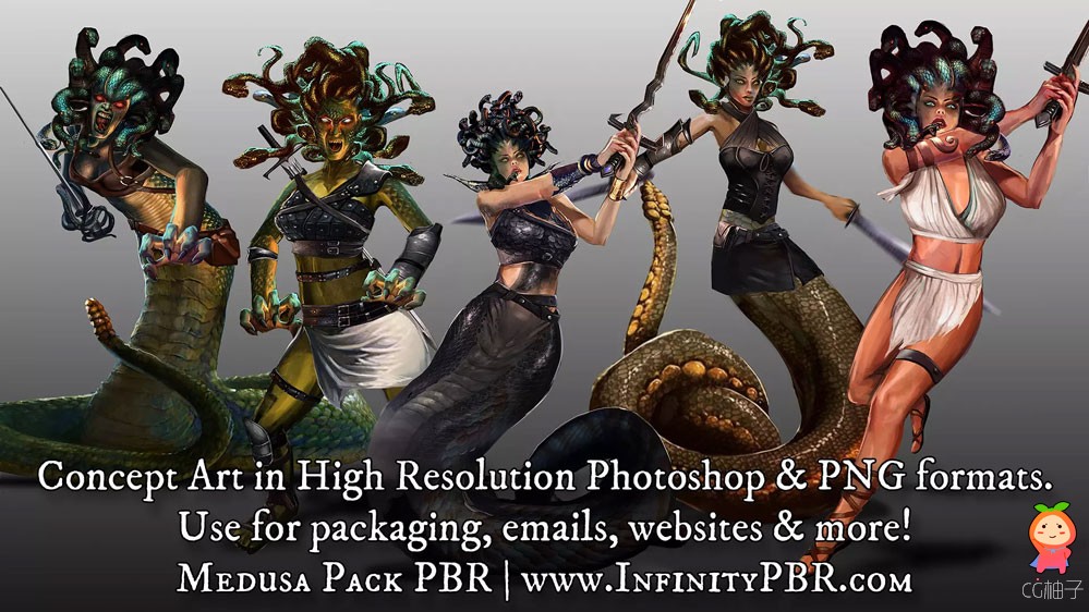 Medusa Female Human Snake Mythology Pack PBR