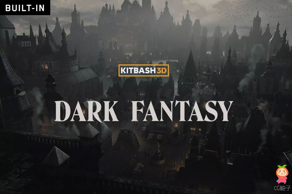 Dark Fantasy中世纪黑暗恐怖幻想城堡城镇场景模型