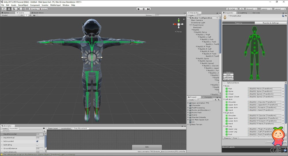 male Space Suit VR/AR/low-poly 3D model 