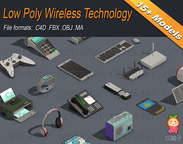 Low Poly Wireless Technology Isometric VR  AR  low-poly 3d model