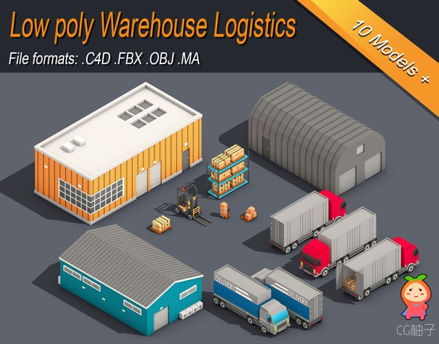 Low Poly Warehouse Logistics Isometric VR  AR  low-poly 3d model