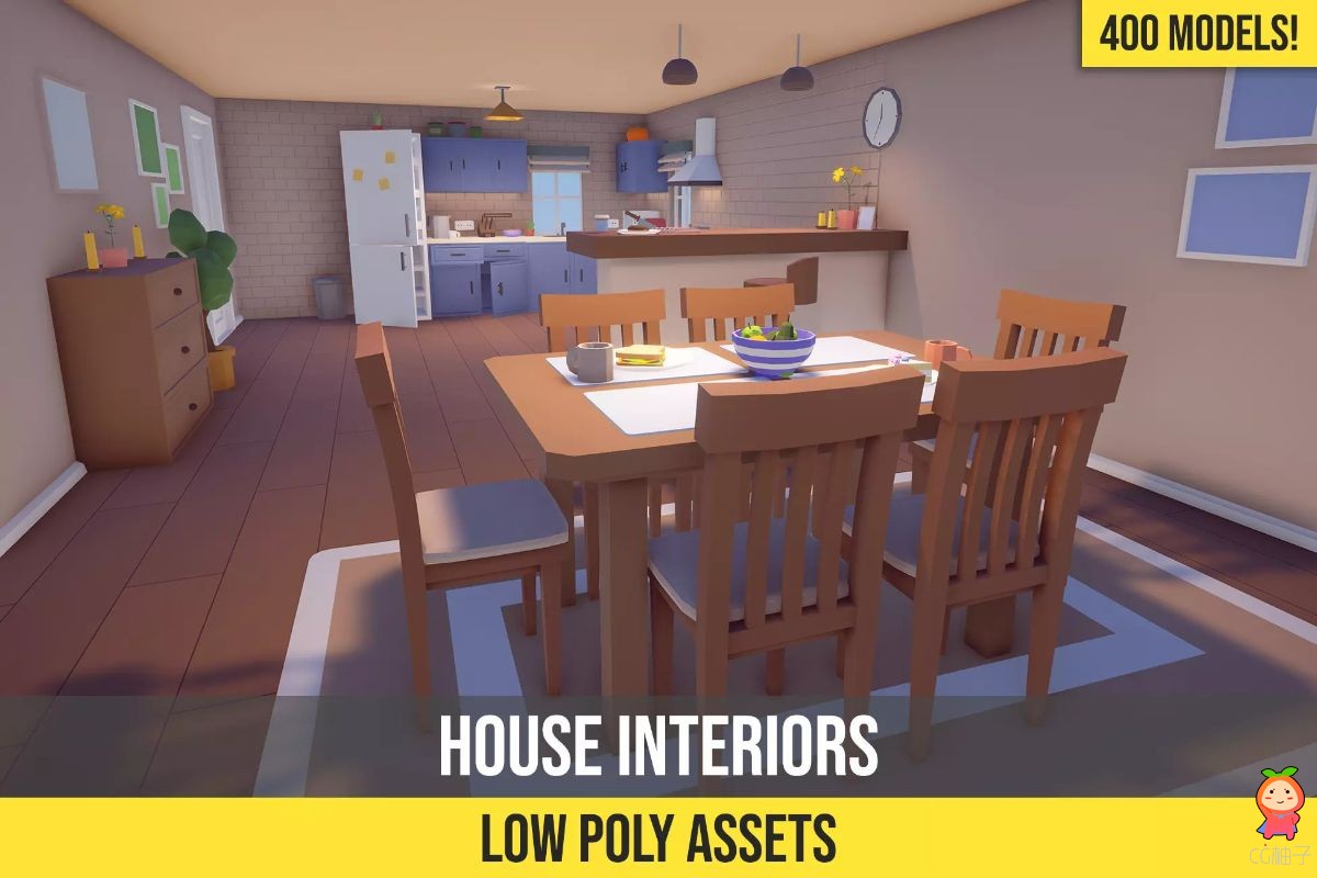 Low Poly Cartoon House Interiors 1.41