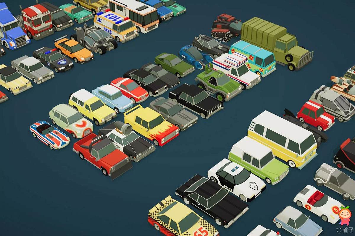 Cartoon Vehicles Full Pack - Low Poly Cars (80 Cars)1.5