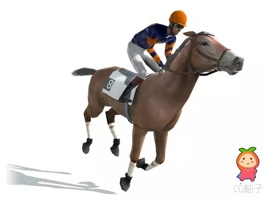 Race Horse & Jockey with LOD 1.3