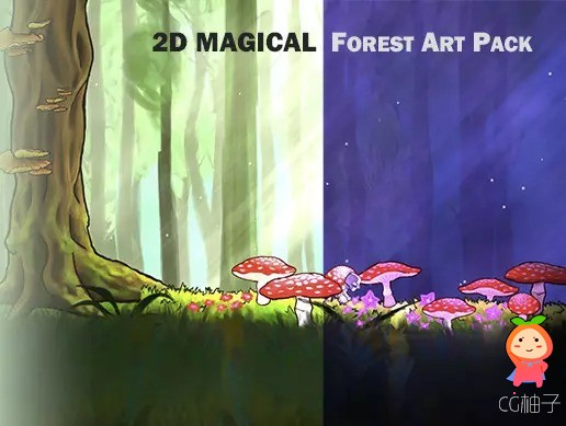 2D Magical Forest 4K Art Pack. Hand Drawn, Pastel Style! 1.0