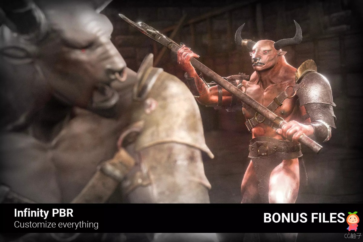 Minotaur - Bonus Files 1 - Painter files, Animation Rig, Animations for Unreal 